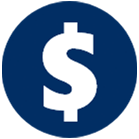 low income blue dollar sign icon